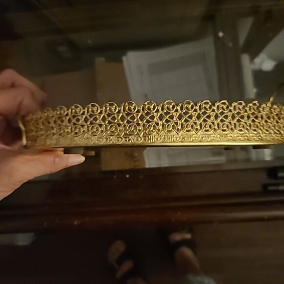 Gold Filligree Mirrored Tray - Picture 6 of 6